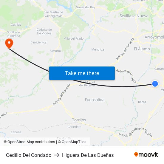 Cedillo Del Condado to Higuera De Las Dueñas map