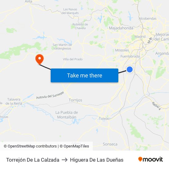 Torrejón De La Calzada to Higuera De Las Dueñas map