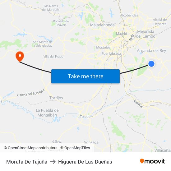 Morata De Tajuña to Higuera De Las Dueñas map