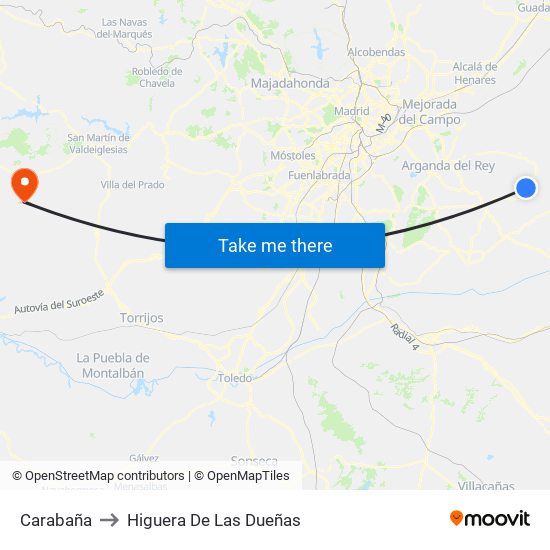 Carabaña to Higuera De Las Dueñas map