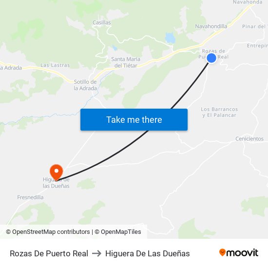 Rozas De Puerto Real to Higuera De Las Dueñas map