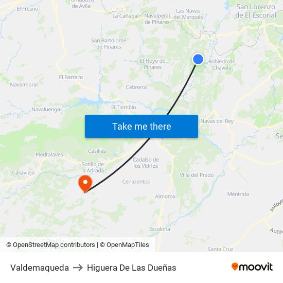 Valdemaqueda to Higuera De Las Dueñas map