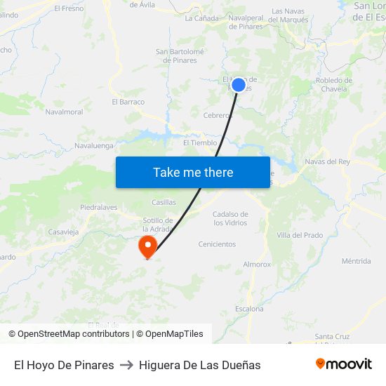 El Hoyo De Pinares to Higuera De Las Dueñas map