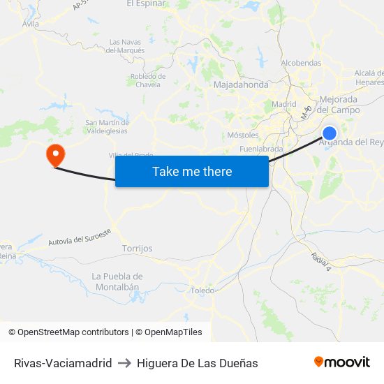 Rivas-Vaciamadrid to Higuera De Las Dueñas map