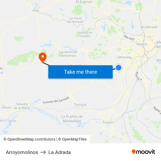 Arroyomolinos to La Adrada map