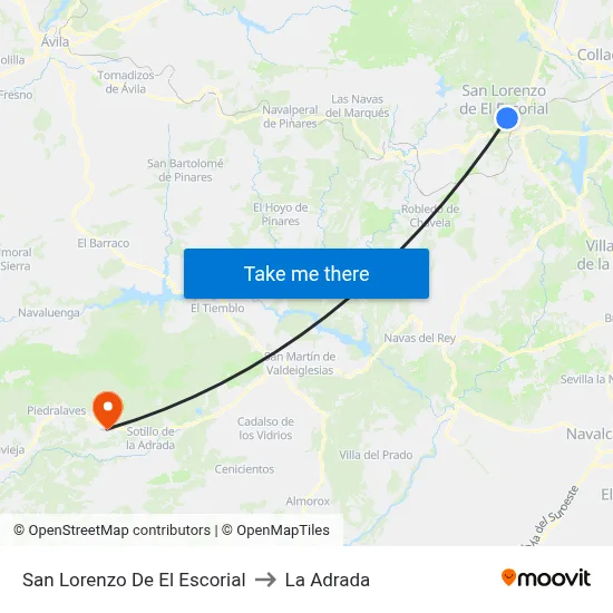 San Lorenzo De El Escorial to La Adrada map