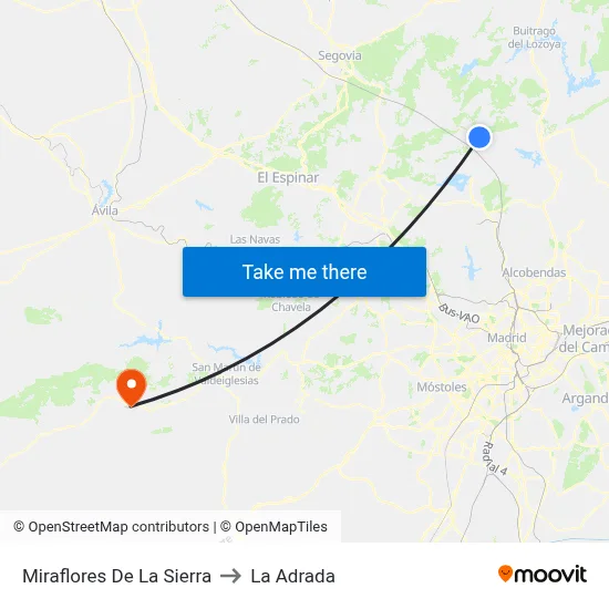 Miraflores De La Sierra to La Adrada map