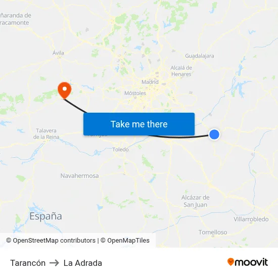 Tarancón to La Adrada map