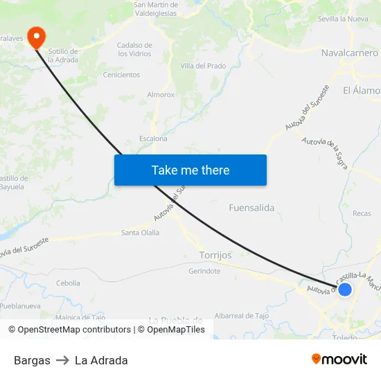 Bargas to La Adrada map