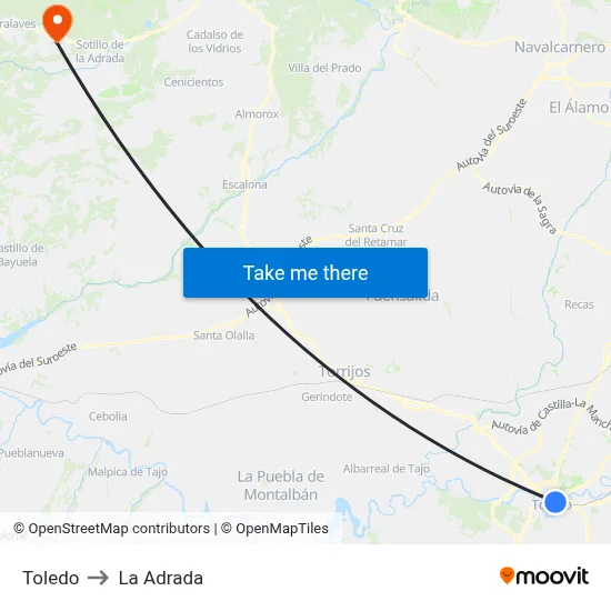 Toledo to La Adrada map