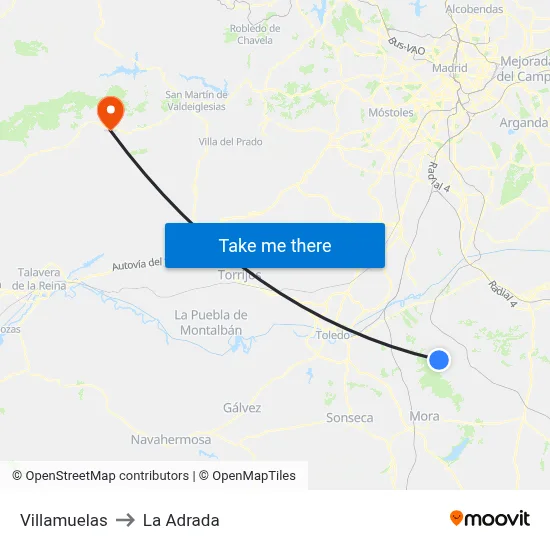 Villamuelas to La Adrada map