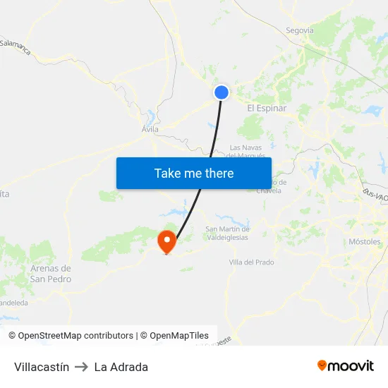 Villacastín to La Adrada map