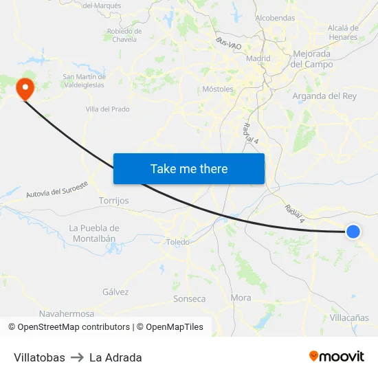 Villatobas to La Adrada map
