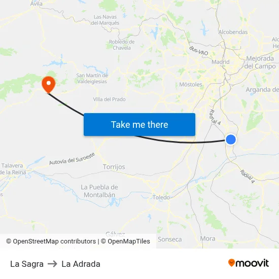 La Sagra to La Adrada map