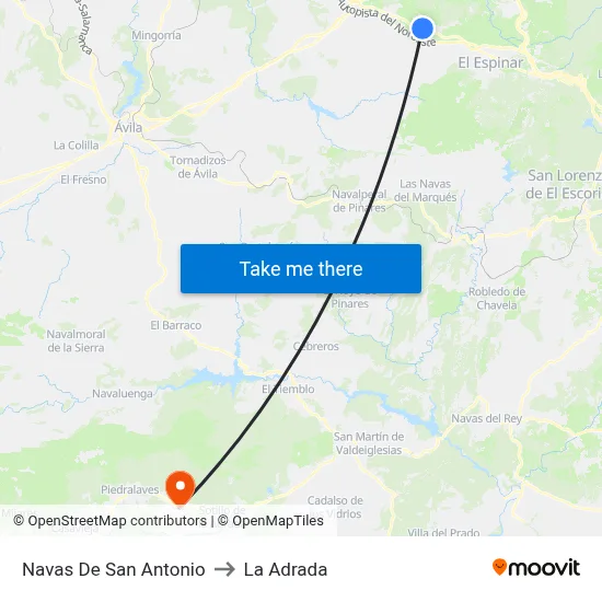 Navas De San Antonio to La Adrada map