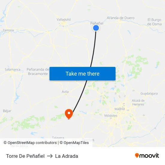 Torre De Peñafiel to La Adrada map