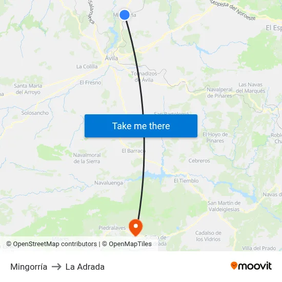 Mingorría to La Adrada map