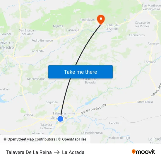 Talavera De La Reina to La Adrada map