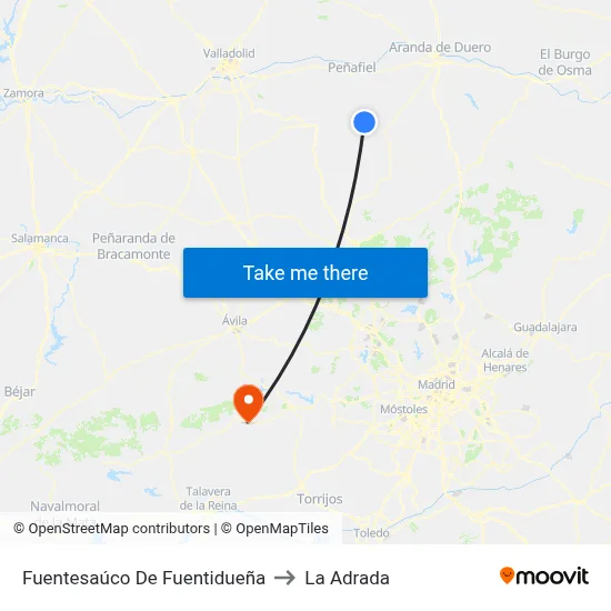 Fuentesaúco De Fuentidueña to La Adrada map