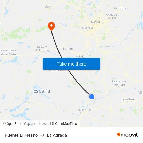 Fuente El Fresno to La Adrada map