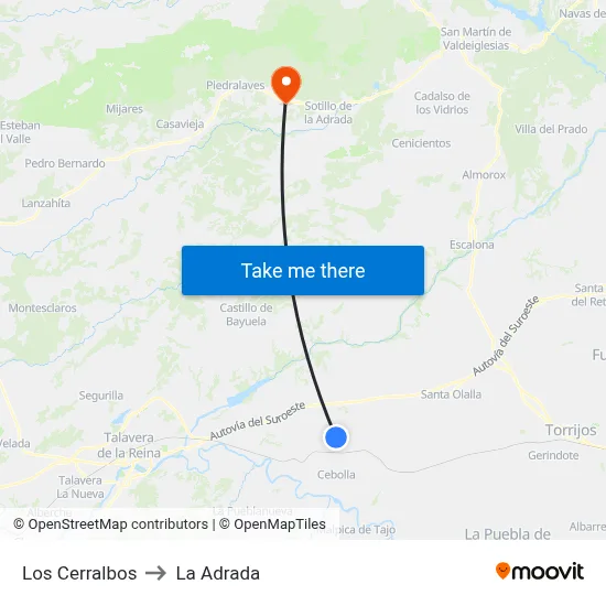 Los Cerralbos to La Adrada map