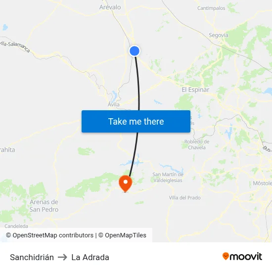 Sanchidrián to La Adrada map