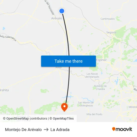 Montejo De Arévalo to La Adrada map