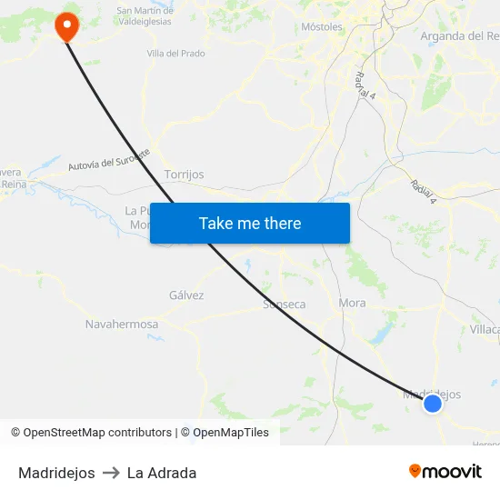 Madridejos to La Adrada map
