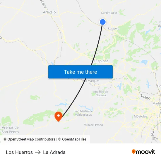 Los Huertos to La Adrada map