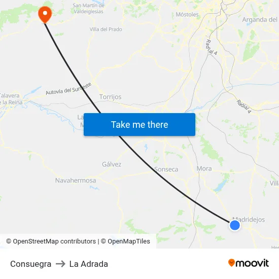 Consuegra to La Adrada map