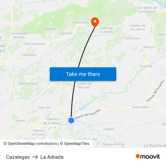 Cazalegas to La Adrada map