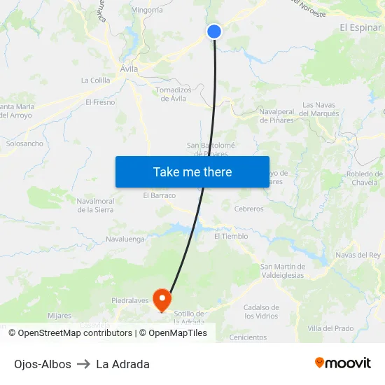 Ojos-Albos to La Adrada map
