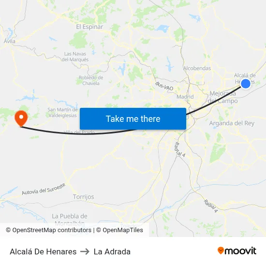 Alcalá De Henares to La Adrada map