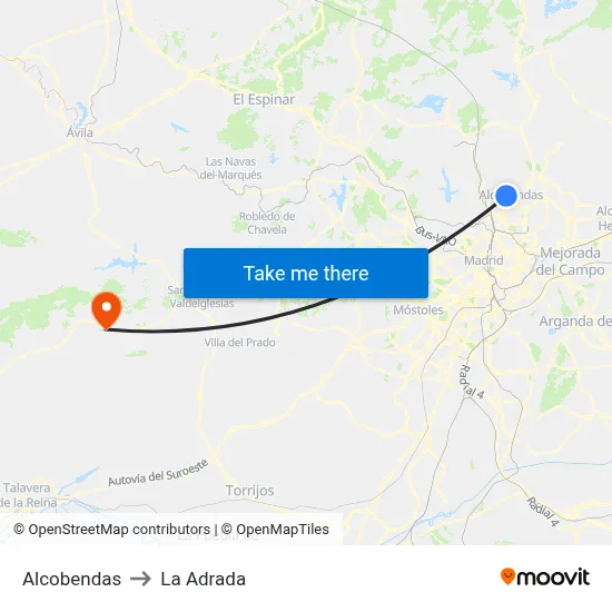 Alcobendas to La Adrada map