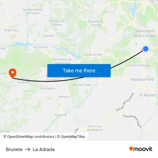 Brunete to La Adrada map