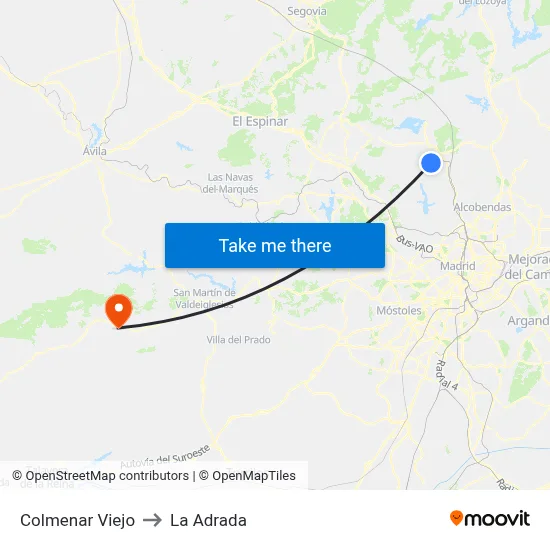 Colmenar Viejo to La Adrada map