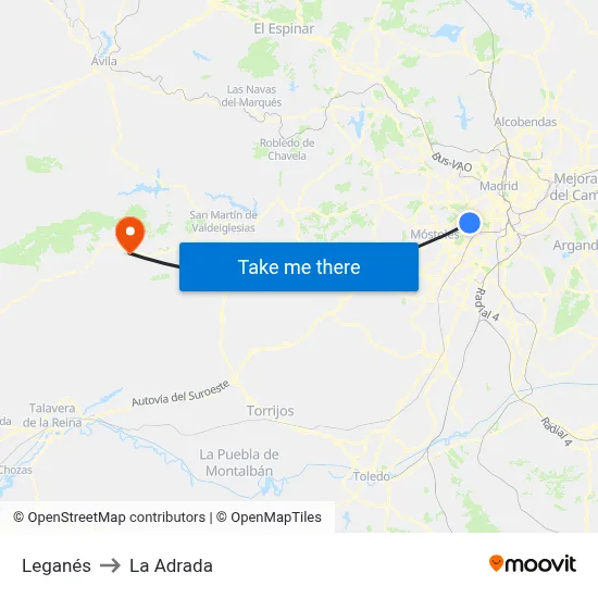 Leganés to La Adrada map