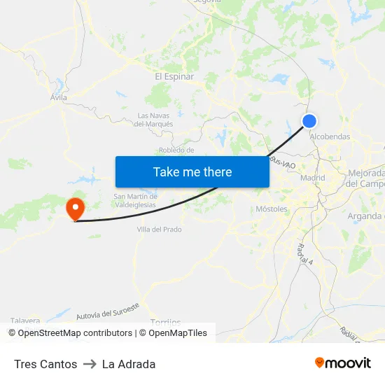 Tres Cantos to La Adrada map