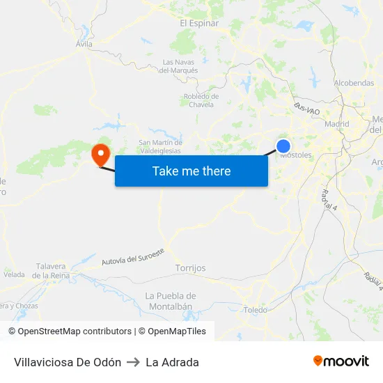 Villaviciosa De Odón to La Adrada map