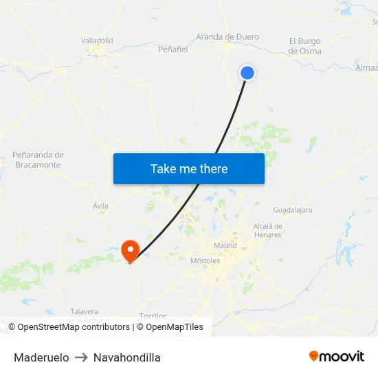 Maderuelo to Navahondilla map