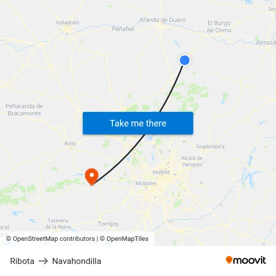 Ribota to Navahondilla map