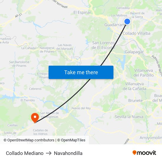 Collado Mediano to Navahondilla map