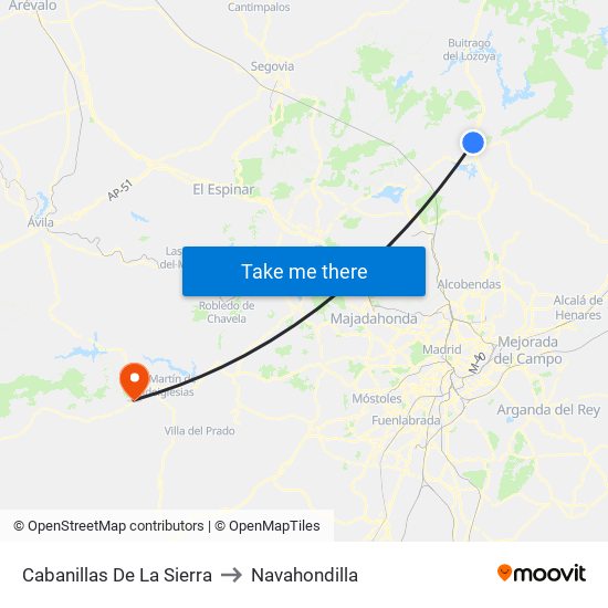 Cabanillas De La Sierra to Navahondilla map