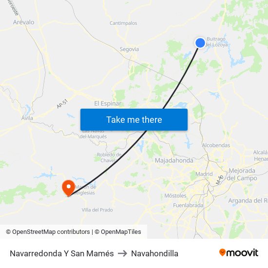 Navarredonda Y San Mamés to Navahondilla map