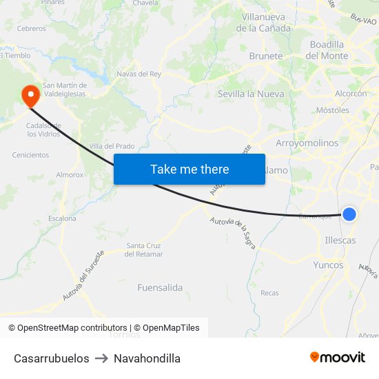 Casarrubuelos to Navahondilla map