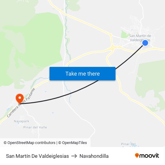 San Martín De Valdeiglesias to Navahondilla map