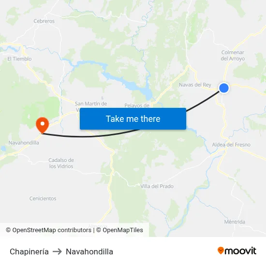 Chapinería to Navahondilla map