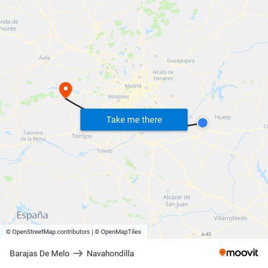 Barajas De Melo to Navahondilla map