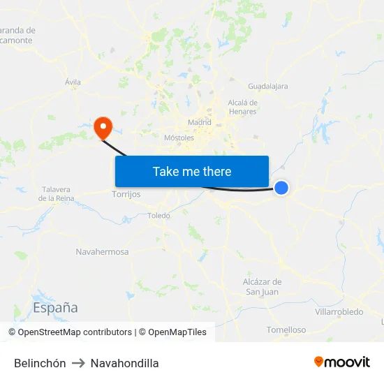 Belinchón to Navahondilla map