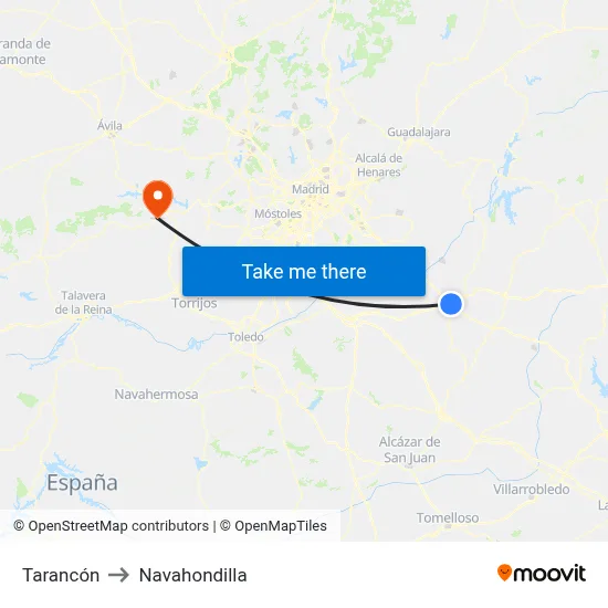 Tarancón to Navahondilla map